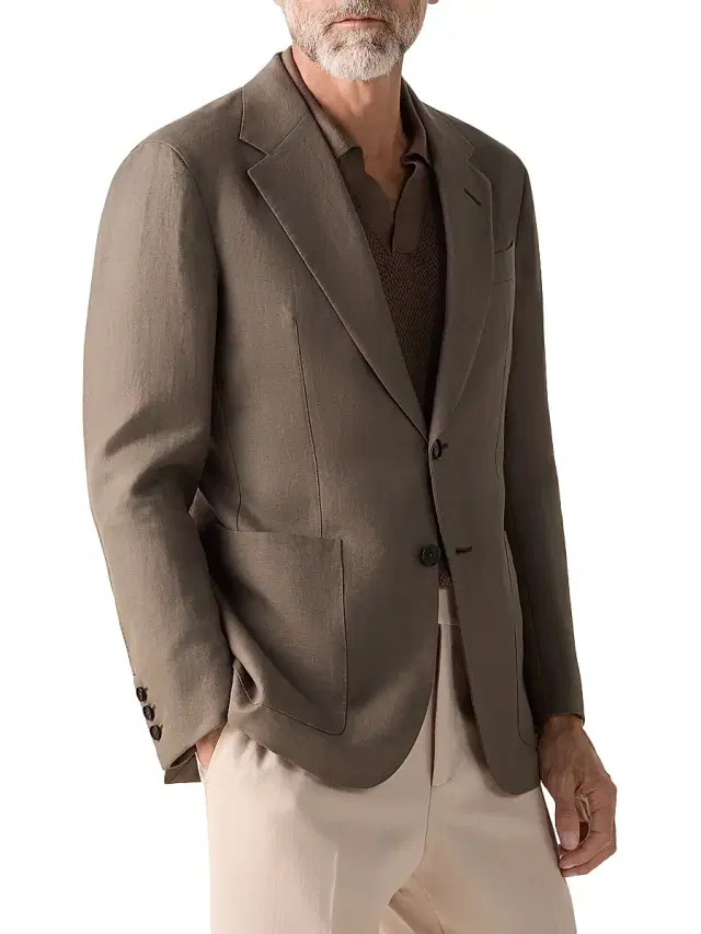 Men's Oasi Lino Flower Jacket - Dark Taupe