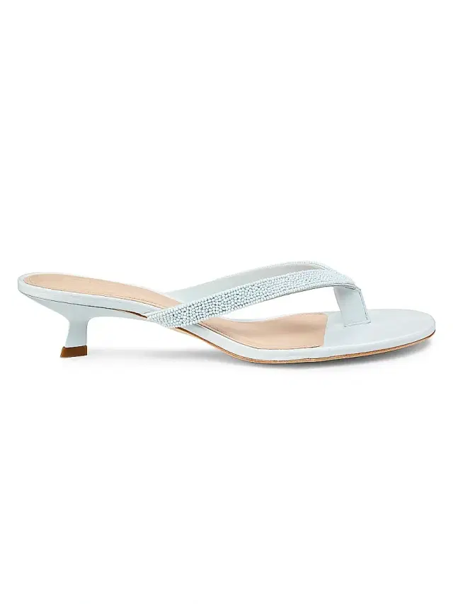 22élevé Women's 40MM Beaded Leather Thong Sandals - Ice Melt