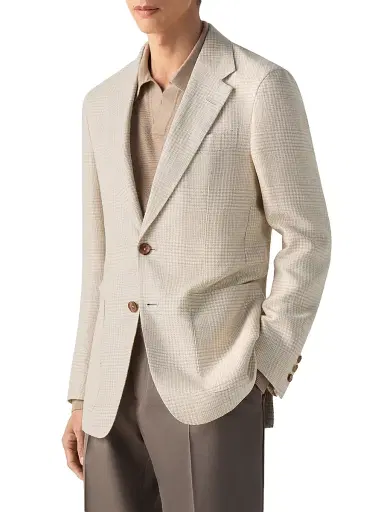 Zegna Men's Crossover Linen Wool and Silk Jacket - Beige White - Size 40 | Thumbnail 2 Zegna Men's Crossover Linen Wool and Silk Jacket - Beige White - Size 40 | Thumbnail 2