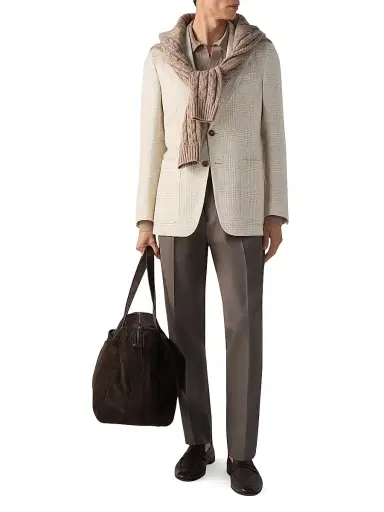 Zegna Men's Crossover Linen Wool and Silk Jacket - Beige White - Size 40 | Thumbnail 6 Zegna Men's Crossover Linen Wool and Silk Jacket - Beige White - Size 40 | Thumbnail 6