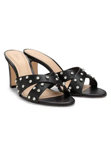 22élevé Women's 80MM Crystal-Embellished Leather Block-Heel Sandals - Black Nappa - Size 12 | Thumbnail 2 22élevé Women's 80MM Crystal-Embellished Leather Block-Heel Sandals - Black Nappa - Size 12 | Thumbnail 2