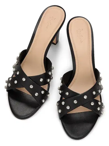 22élevé Women's 80MM Crystal-Embellished Leather Block-Heel Sandals - Black Nappa - Size 12 | Thumbnail 4 22élevé Women's 80MM Crystal-Embellished Leather Block-Heel Sandals - Black Nappa - Size 12 | Thumbnail 4