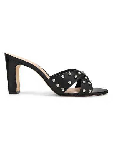 22élevé Women's 80MM Crystal-Embellished Leather Block-Heel Sandals - Black Nappa - Size 12 | Thumbnail 1 22élevé Women's 80MM Crystal-Embellished Leather Block-Heel Sandals - Black Nappa - Size 12 | Thumbnail 1