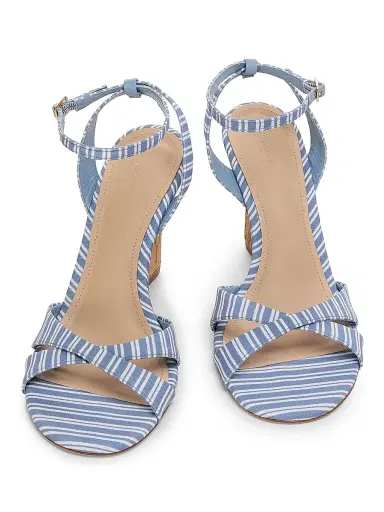 22élevé Women's 100MM Cork Wedge Sandals - Blue Stripe - Size 12 | Thumbnail 4 22élevé Women's 100MM Cork Wedge Sandals - Blue Stripe - Size 12 | Thumbnail 4