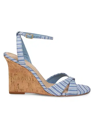 22élevé Women's 100MM Cork Wedge Sandals - Blue Stripe - Size 12 | Thumbnail 1 22élevé Women's 100MM Cork Wedge Sandals - Blue Stripe - Size 12 | Thumbnail 1