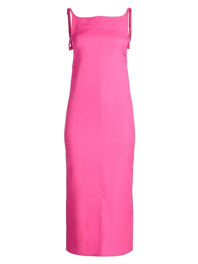 Women's Virgin Wool Sheath Midi-Dress - Neon Pink
