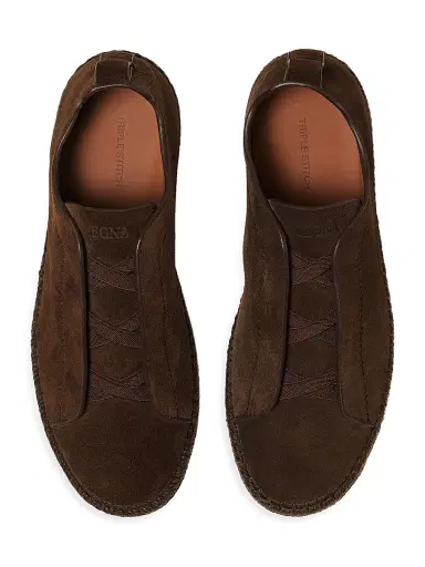 Zegna Men's Suede Triple Stitch Espadrille Sneakers - Dark Brown - Size 13 | Thumbnail 3 Zegna Men's Suede Triple Stitch Espadrille Sneakers - Dark Brown - Size 13 | Thumbnail 3