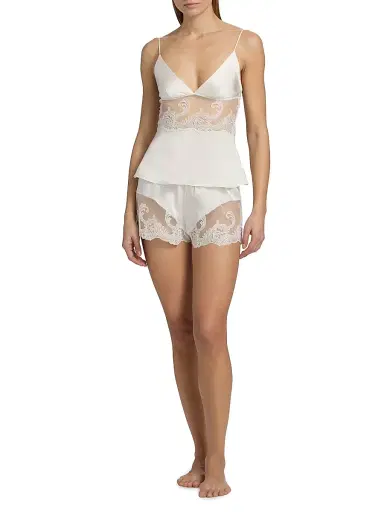 Kiki de Montparnasse Women's Voltaire Lace-Embellished Silk Cami - Ivory - Size 10 | Thumbnail 2 Kiki de Montparnasse Women's Voltaire Lace-Embellished Silk Cami - Ivory - Size 10 | Thumbnail 2