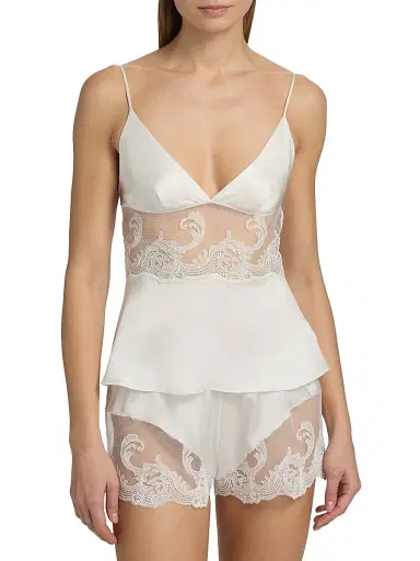 Kiki de Montparnasse Women's Voltaire Lace-Embellished Silk Cami - Ivory - Size 10 | Thumbnail 3 Kiki de Montparnasse Women's Voltaire Lace-Embellished Silk Cami - Ivory - Size 10 | Thumbnail 3