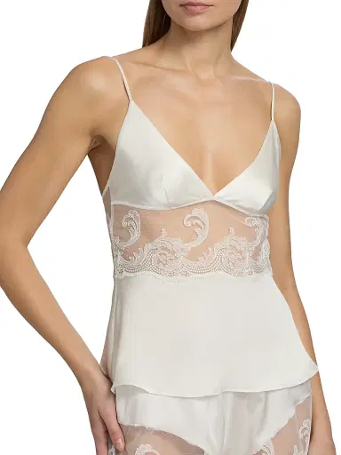 Kiki de Montparnasse Women's Voltaire Lace-Embellished Silk Cami - Ivory - Size 10 | Thumbnail 5 Kiki de Montparnasse Women's Voltaire Lace-Embellished Silk Cami - Ivory - Size 10 | Thumbnail 5