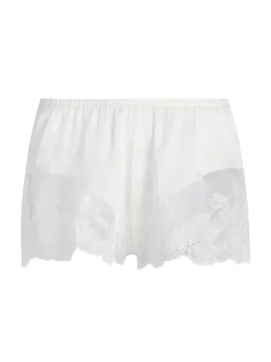 Kiki de Montparnasse Women's Voltaire Lace-Trim Stretch-Silk Shorts - Ivory - Size XL | Thumbnail 1