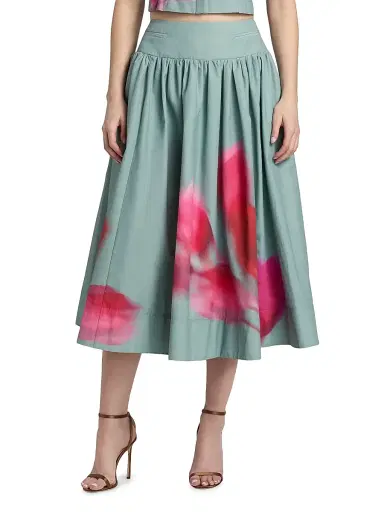 Amur Women's Kalani Floral A-Line Midi-Skirt - Cumulus Tulip | Thumbnail 3