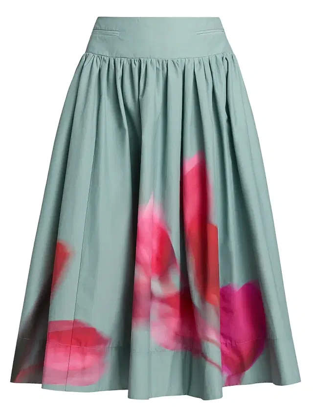 Amur Women's Kalani Floral A-Line Midi-Skirt - Cumulus Tulip