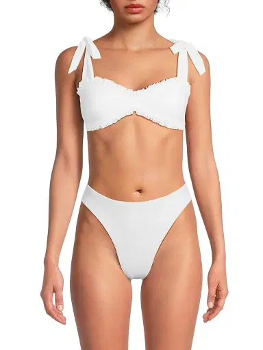 BEACH RIOT Women's Taryn Eyelet Bikini Top - White - Size Large | Thumbnail 3