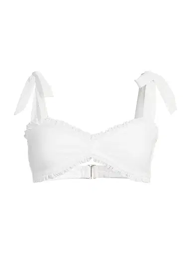 BEACH RIOT Women's Taryn Eyelet Bikini Top - White - Size Large | Thumbnail 1