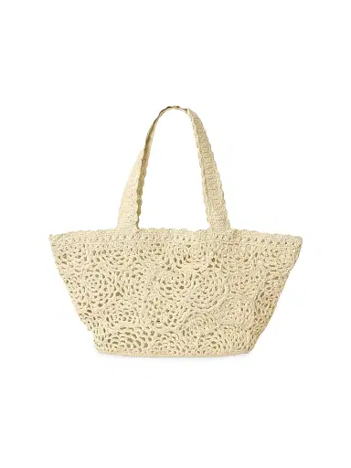 BTB Los Angeles Women's Lacera Raffia Tote Bag - White | Thumbnail 1