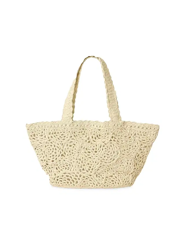 BTB Los Angeles Women's Lacera Raffia Tote Bag - White