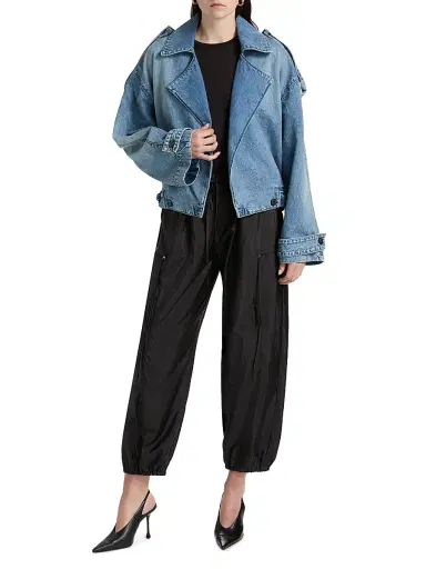 Brandon Maxwell Women's The Regan Denim Belted Trench Coat | Thumbnail 2 Brandon Maxwell Women's The Regan Denim Belted Trench Coat | Thumbnail 2