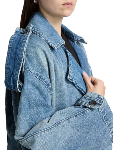 Brandon Maxwell Women's The Regan Denim Belted Trench Coat | Thumbnail 6 Brandon Maxwell Women's The Regan Denim Belted Trench Coat | Thumbnail 6