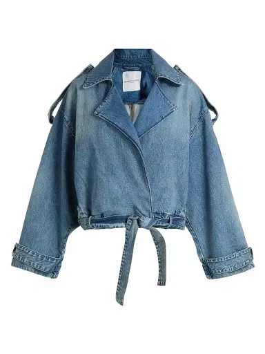 Brandon Maxwell Women's The Regan Denim Belted Trench Coat | Thumbnail 1 Brandon Maxwell Women's The Regan Denim Belted Trench Coat | Thumbnail 1