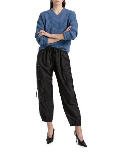 Brandon Maxwell Women's The Maris Cashmere Rib-Knit Sweater - Blue | Thumbnail 2 Brandon Maxwell Women's The Maris Cashmere Rib-Knit Sweater - Blue | Thumbnail 2