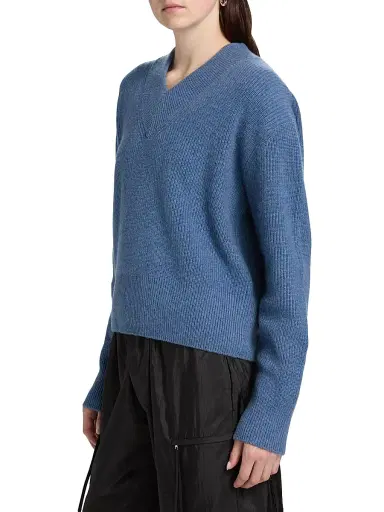 Brandon Maxwell Women's The Maris Cashmere Rib-Knit Sweater - Blue | Thumbnail 4 Brandon Maxwell Women's The Maris Cashmere Rib-Knit Sweater - Blue | Thumbnail 4