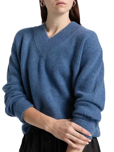 Brandon Maxwell Women's The Maris Cashmere Rib-Knit Sweater - Blue | Thumbnail 6 Brandon Maxwell Women's The Maris Cashmere Rib-Knit Sweater - Blue | Thumbnail 6