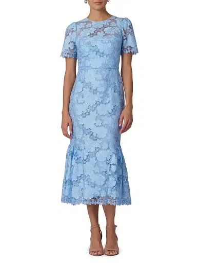 Shoshanna Women's Emmie Lace Midi-Dress - Vista Blue | Thumbnail 2 Shoshanna Women's Emmie Lace Midi-Dress - Vista Blue | Thumbnail 2