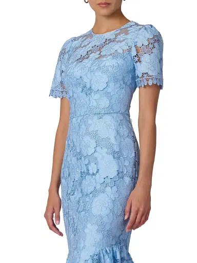 Shoshanna Women's Emmie Lace Midi-Dress - Vista Blue | Thumbnail 4 Shoshanna Women's Emmie Lace Midi-Dress - Vista Blue | Thumbnail 4