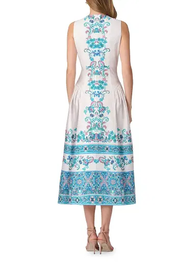 Shoshanna Women's Adele Floral Stretch-Cotton Midi-Dress - Sky Blue Multi - Size 14 | Thumbnail 3 Shoshanna Women's Adele Floral Stretch-Cotton Midi-Dress - Sky Blue Multi - Size 14 | Thumbnail 3