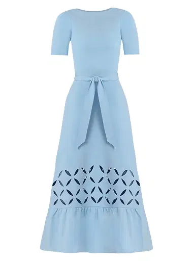 Shoshanna Women's Pendelton A-Line Midi-Dress - Sky Blue - Size XL | Thumbnail 1 Shoshanna Women's Pendelton A-Line Midi-Dress - Sky Blue - Size XL | Thumbnail 1