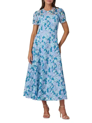 Shoshanna Women's Preston Lace Tea-Length Dress - Light Blue Periwinkle Slate - Size 14 | Thumbnail 2 Shoshanna Women's Preston Lace Tea-Length Dress - Light Blue Periwinkle Slate - Size 14 | Thumbnail 2
