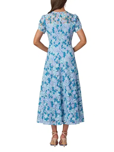 Shoshanna Women's Preston Lace Tea-Length Dress - Light Blue Periwinkle Slate - Size 14 | Thumbnail 3 Shoshanna Women's Preston Lace Tea-Length Dress - Light Blue Periwinkle Slate - Size 14 | Thumbnail 3