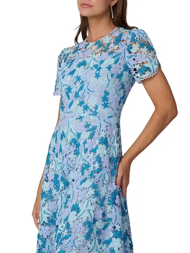 Shoshanna Women's Preston Lace Tea-Length Dress - Light Blue Periwinkle Slate - Size 14 | Thumbnail 4 Shoshanna Women's Preston Lace Tea-Length Dress - Light Blue Periwinkle Slate - Size 14 | Thumbnail 4