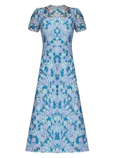 Shoshanna Women's Preston Lace Tea-Length Dress - Light Blue Periwinkle Slate - Size 14 | Thumbnail 1 Shoshanna Women's Preston Lace Tea-Length Dress - Light Blue Periwinkle Slate - Size 14 | Thumbnail 1
