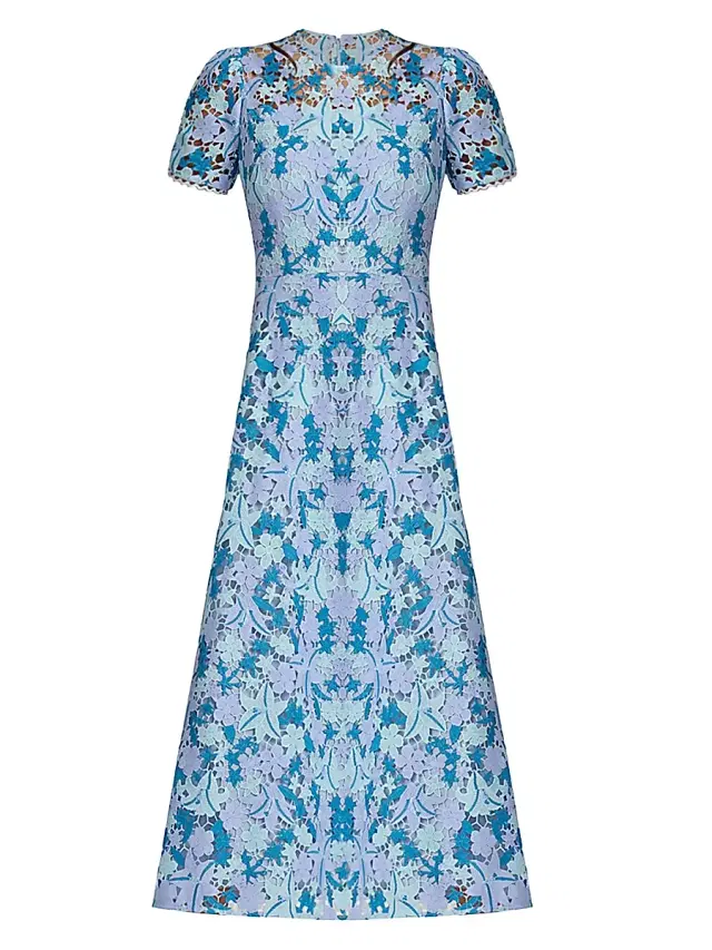 Women's Preston Lace Tea-Length Dress - Light Blue Periwinkle Slate