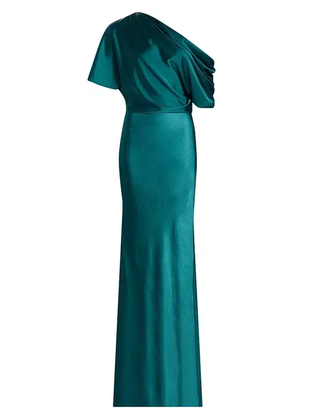Amsale Women's Satin Dolman Mermaid Gown - Ocean