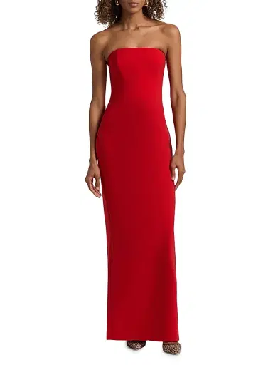 Amsale Women's Stretch-Jersey Strapless Gown - Persimmon | Thumbnail 3
