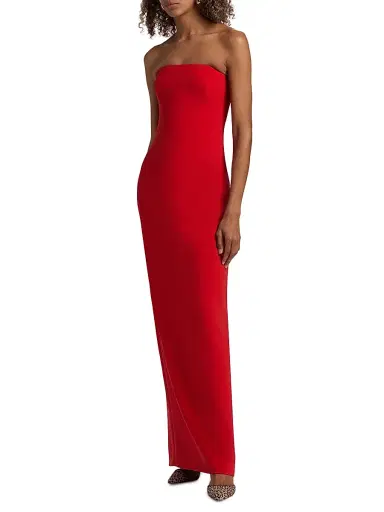 Amsale Women's Stretch-Jersey Strapless Gown - Persimmon | Thumbnail 4