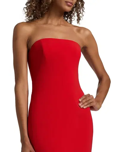Amsale Women's Stretch-Jersey Strapless Gown - Persimmon | Thumbnail 6