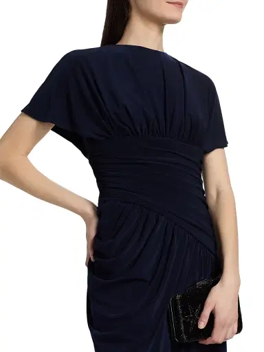 Amsale Women's Draped Jersey Column Gown - Navy | Thumbnail 6