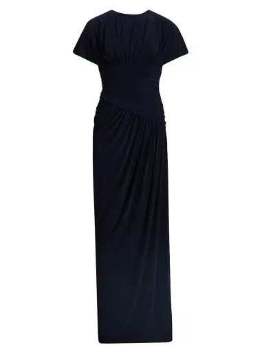 Amsale Women's Draped Jersey Column Gown - Navy | Thumbnail 1