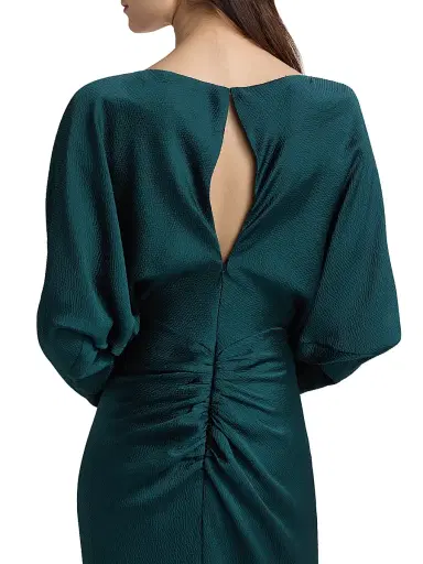 Amsale Women's Pebbled Satin Dolman Column Gown - Petrol | Thumbnail 6