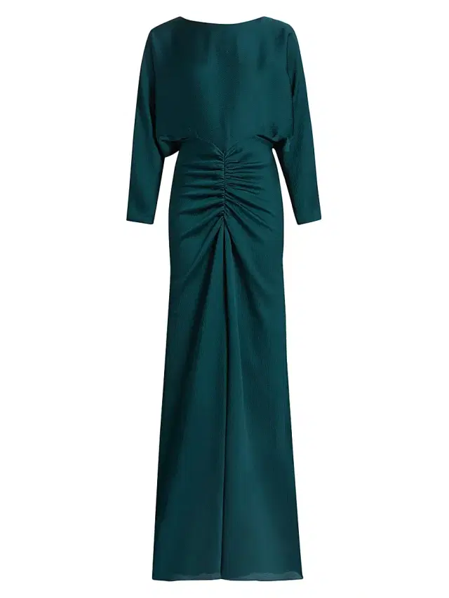 Amsale Women's Pebbled Satin Dolman Column Gown - Petrol