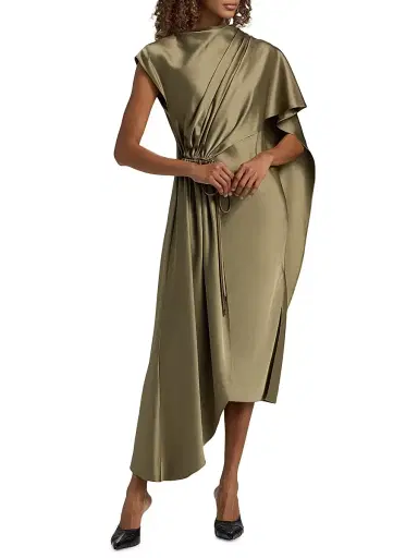 Amsale Women's Satin Draped Cocktail Dress | Thumbnail 2