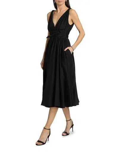 Ungaro Women's Josie Cotton & Silk Midi-Dress - Black - Size 12 | Thumbnail 2