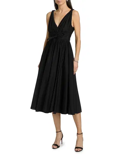 Ungaro Women's Josie Cotton & Silk Midi-Dress - Black - Size 12 | Thumbnail 3