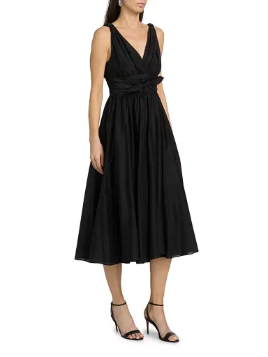 Ungaro Women's Josie Cotton & Silk Midi-Dress - Black - Size 12 | Thumbnail 4