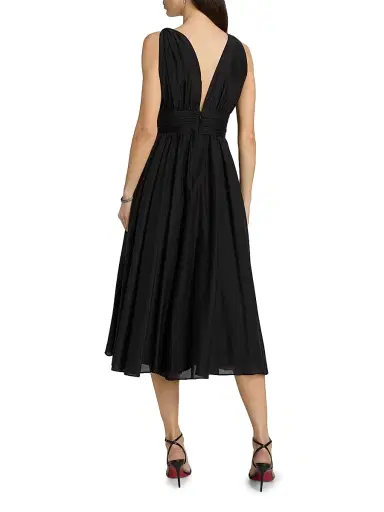 Ungaro Women's Josie Cotton & Silk Midi-Dress - Black - Size 12 | Thumbnail 5