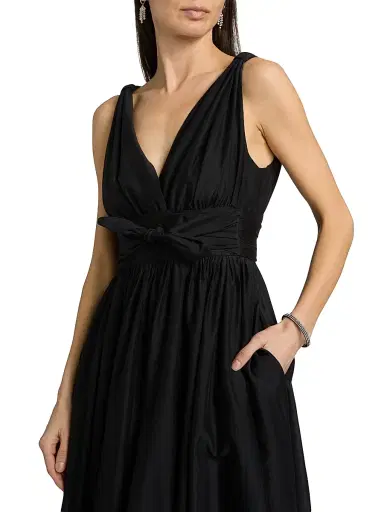 Ungaro Women's Josie Cotton & Silk Midi-Dress - Black - Size 12 | Thumbnail 6